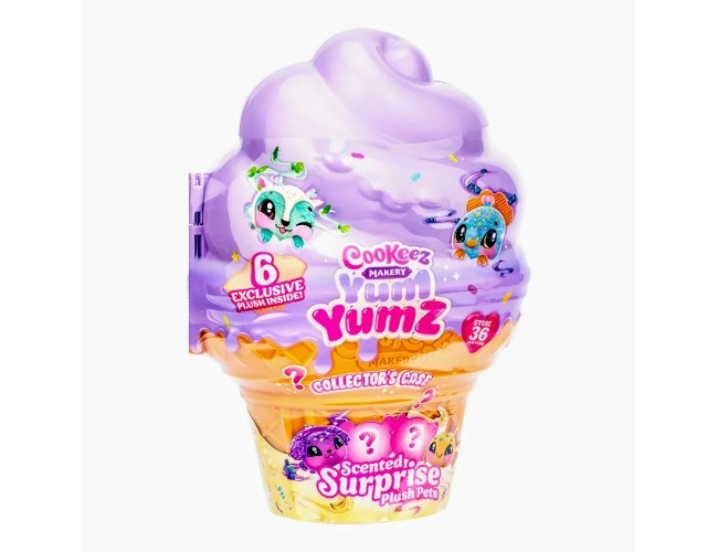 Играчка Yum Yumz сладоледена кутия за съхранение 6 плюшени любимци Кутия Yum Yumz с 6 ароматизирани плюшени любимци във сладоледена фунийка