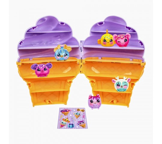 Играчка Yum Yumz сладоледена кутия за съхранение 6 плюшени любимци Кутия Yum Yumz с 6 ароматизирани плюшени любимци във сладоледена фунийка