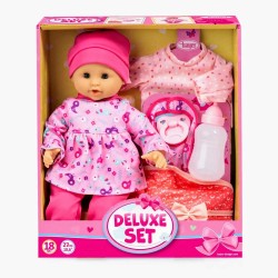 BAYER Deluxe Кукла бебе 27 cm с допълнителни дрехи и чанта