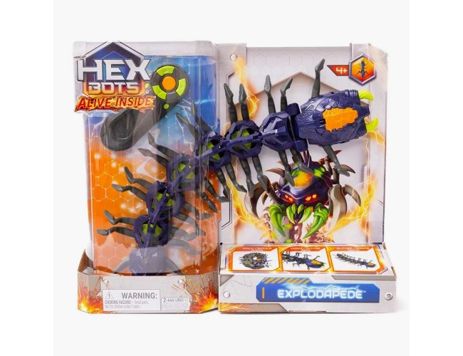 Стоножка робот със светещи LED очи HEX BOTS HEX BOTS робот стоножка с дистанционно управление