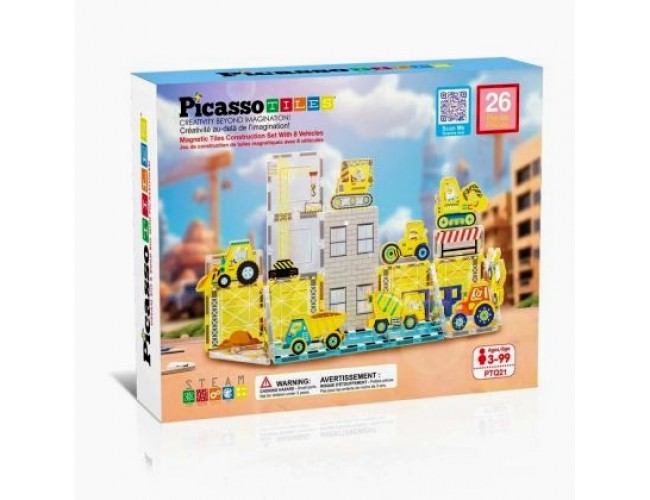 Магнитен конструктор Picasso Строителна площадка 26 части – STEM играчка