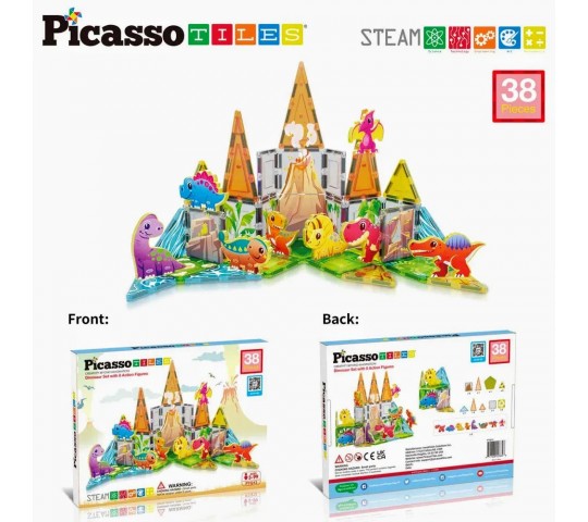 Магнитен конструктор Picasso Steam с динозаври