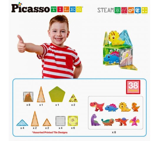 Магнитен конструктор Picasso Steam с динозаври