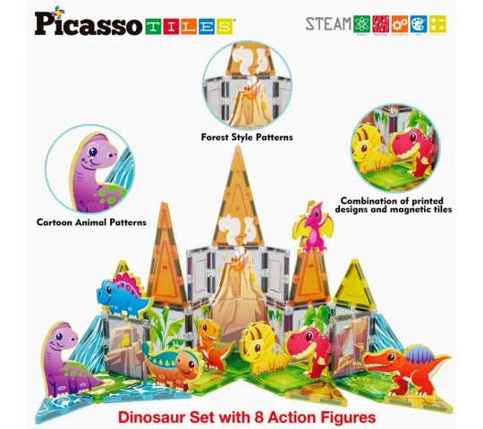 Магнитен конструктор Picasso Steam с динозаври