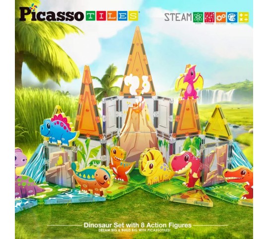 Магнитен конструктор Picasso Steam с динозаври