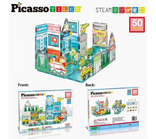 Конструктор Picasso Steam Градът с магнитни плочки Магнитен конструктор Picasso Steam Градски приключения
