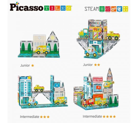 Конструктор Picasso Steam Градът с магнитни плочки Магнитен конструктор Picasso Steam Градски приключения