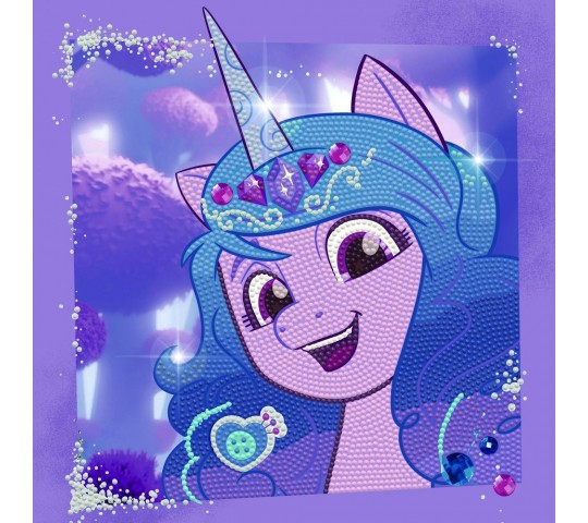 Комплект за блестяща картина Diamond Dotz Izzy Moonbow Diamond Dotz Диамантен гоблен Izzy Moonbow с 3406 диаманта и писалка