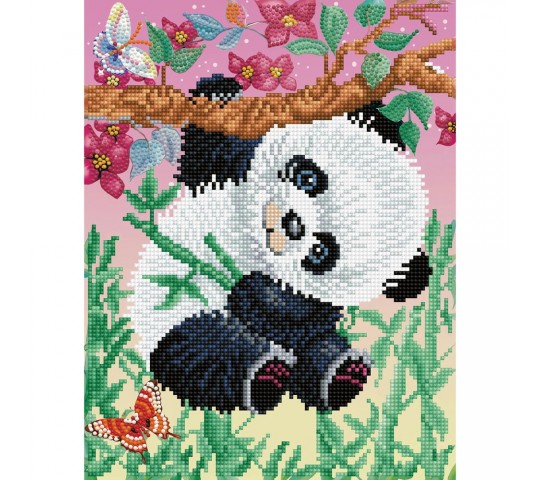 Комплект за диамантен гоблен Diamond Dotz Panda Diamond Dotz Диамантен гоблен Panda с 8606 диаманта и писалка