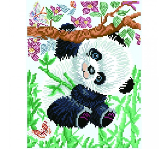 Комплект за диамантен гоблен Diamond Dotz Panda Diamond Dotz Диамантен гоблен Panda с 8606 диаманта и писалка