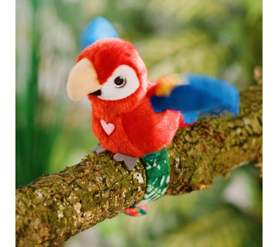 Плюшена птичка Happy Yappers Red Parrot с песнички и чуруликане Happy Yappers Интерактивно Пиле Red Parrot – плюшено папагалче, която повтаря думи и пее