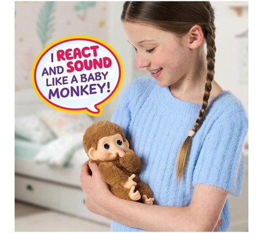Little Live Pets Бебе маймунка Pepi Peach – интерактивна плюшена играчка с кафява козина