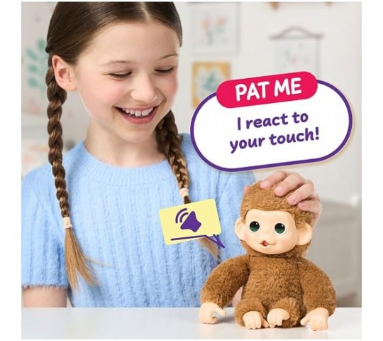 Little Live Pets Бебе маймунка Pepi Peach – интерактивна плюшена играчка с кафява козина