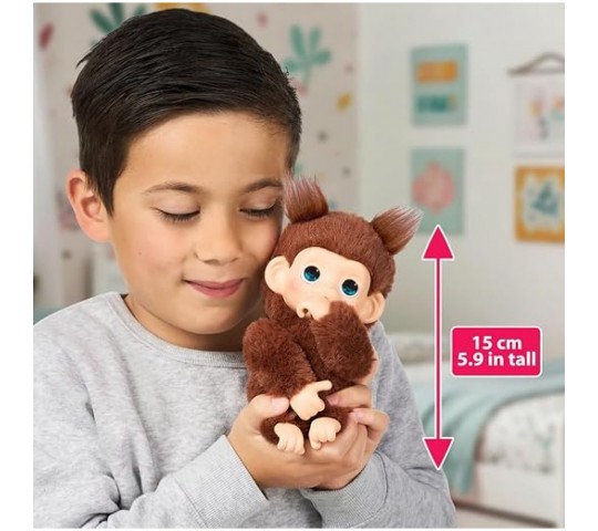 Little Live Pets Chikki Cherry – плюшена бебе маймунка за гушкане и игра Little Live Pets Интерактивна маймунка Chikki Cherry с тъмнокафяв мек косъм