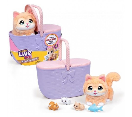 Little Live Pets Mama Surprise Kittens – интерактивна мама коте с три бебета и кошница