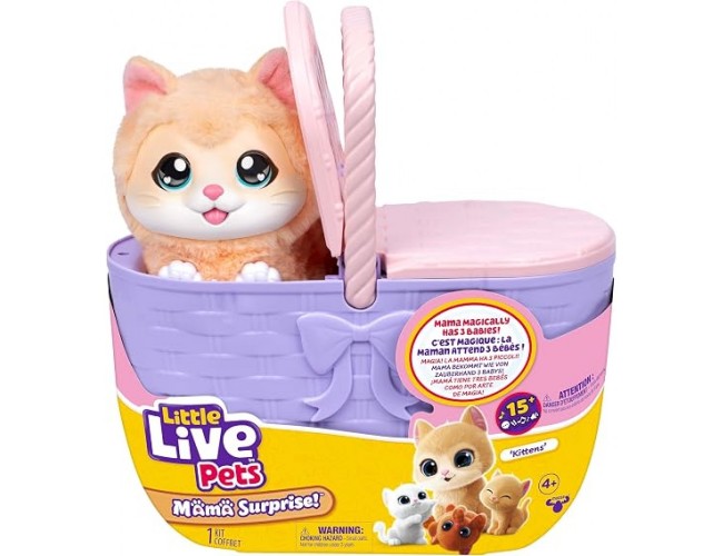 Little Live Pets Mama Surprise Kittens – интерактивна мама коте с три бебета и кошница
