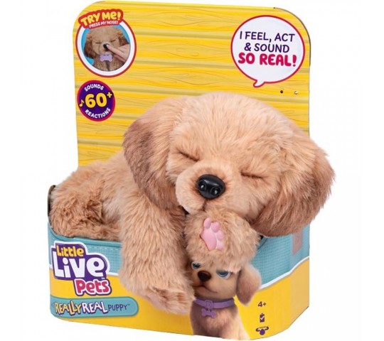 Плюшено кученце Bailey от Little Live Pets, което реагира с над 60 звука Little Live Pets My Really Real Puppy Bailey – интерактивно плюшено кученце с мигащи очи