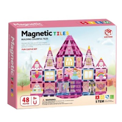 Magnetic Tiles Магнитен конструктор Замък 48 части Magnetic Tiles Магнитен конструктор Замък 48 части