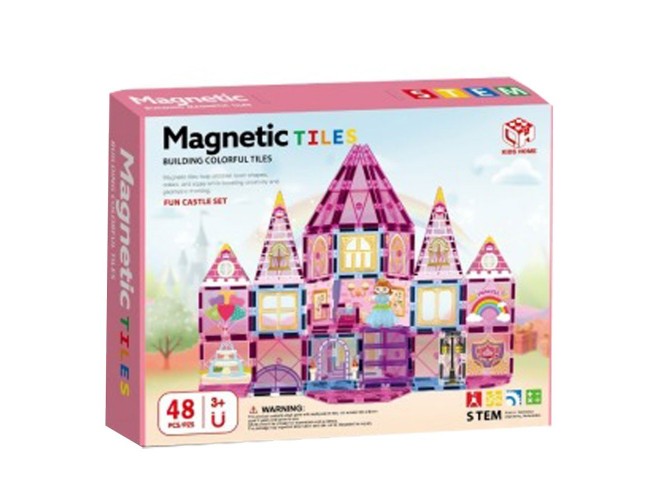 Magnetic Tiles Магнитен конструктор Замък с 48 цветни части