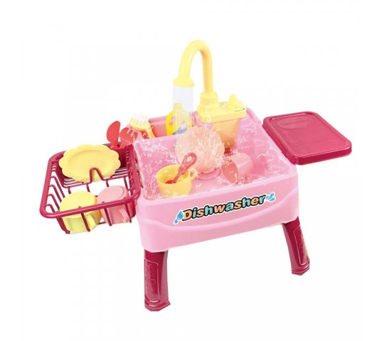 Play Home играчка мивка с функциониращ кран и кошница за съдове Детска мивка Play Home с течаща вода и сушилник с чинии и чаши