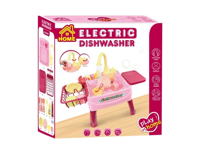 Play Home играчка мивка с функциониращ кран и кошница за съдове Детска мивка Play Home с течаща вода и сушилник с чинии и чаши