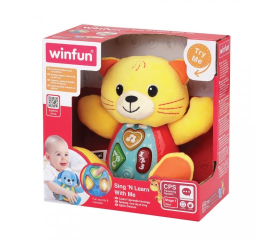 WinFun Музикално коте – плюшена бебешка играчка със светещи бутони