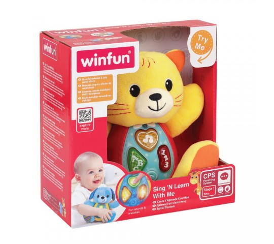 WinFun Музикално коте – плюшена бебешка играчка със светещи бутони